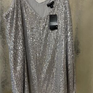 Torrid Sparkling Silver Sequin Top